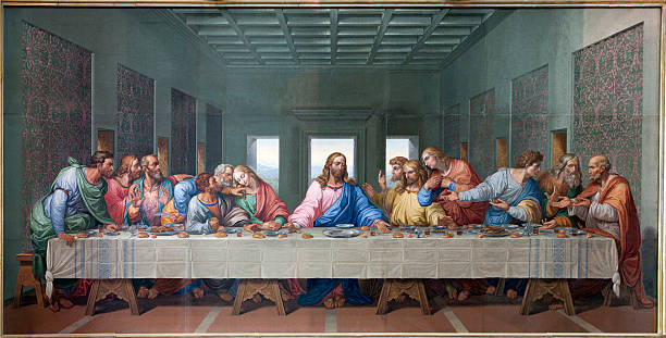 vienna-mosaico di ultima cena dipinto da giacomo raffaelli - holy man immagine foto e immagini stock