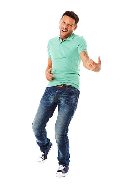 istock Young attractive male playing air guitar 160585297