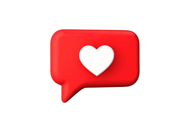istock Red speech bubble with white heart symbol on white background 1605853050