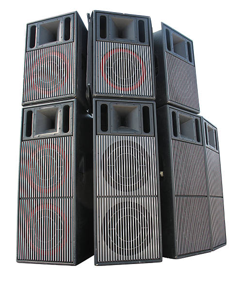 istock Old powerful stage concerto audio speakers isolated on white 160585722