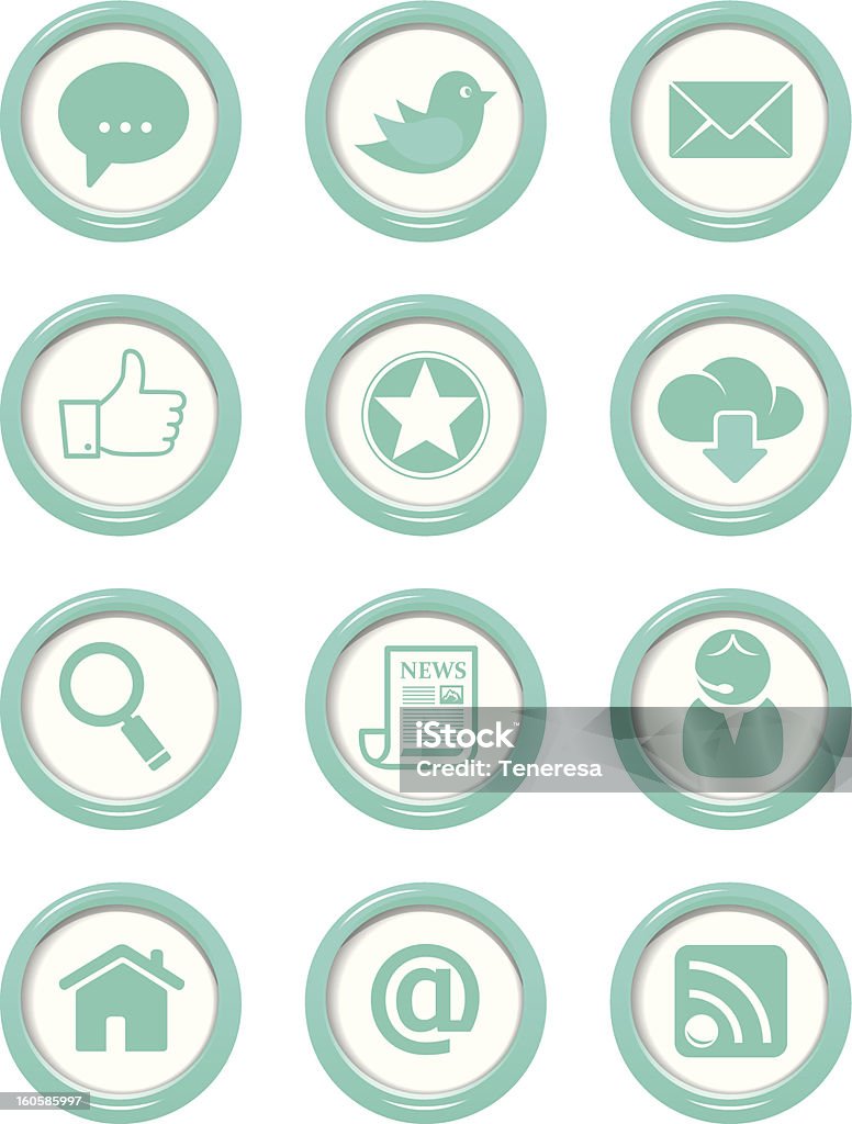 Komunikacja przyciski zestaw niebieski - Grafika wektorowa royalty-free (Bańka)