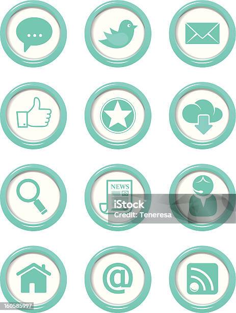 Komunikacja Przyciski Zestaw Niebieski - Stockowe grafiki wektorowe i więcej obrazów Bańka - Bańka, Brand Name Online Messaging Platform, Dymek
