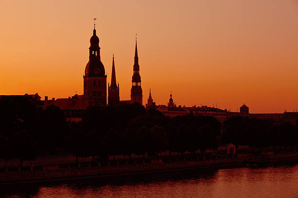 Silhouette of Riga, Latvia stock photo