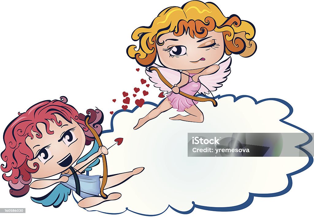 cupid wars Two cute cupids and space for text Vector Stock Photo