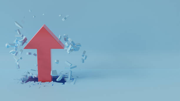 istock Shattering Boundaries: Red Arrow Breaks Through Floor, Achieving Financial Success, 3D render 1605862037