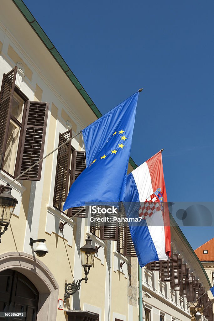 Drapeaux de l'Union européenne et la Croatie - Photo de Autorité libre de droits