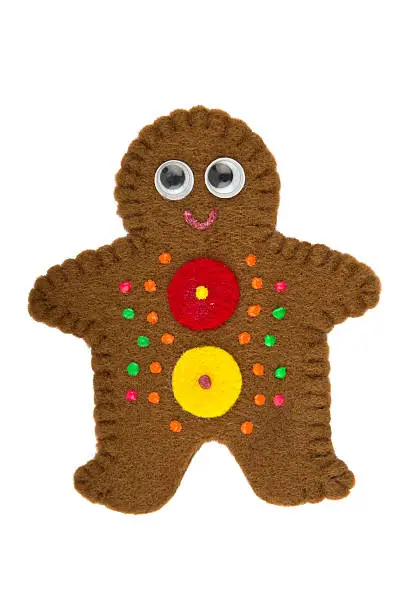 Photo of Gingerbread finger puppet isolated on a white background.