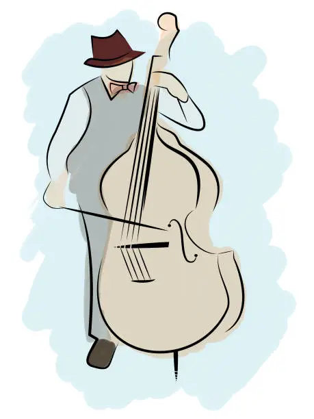 Vector illustration of a young men , musician with violin
