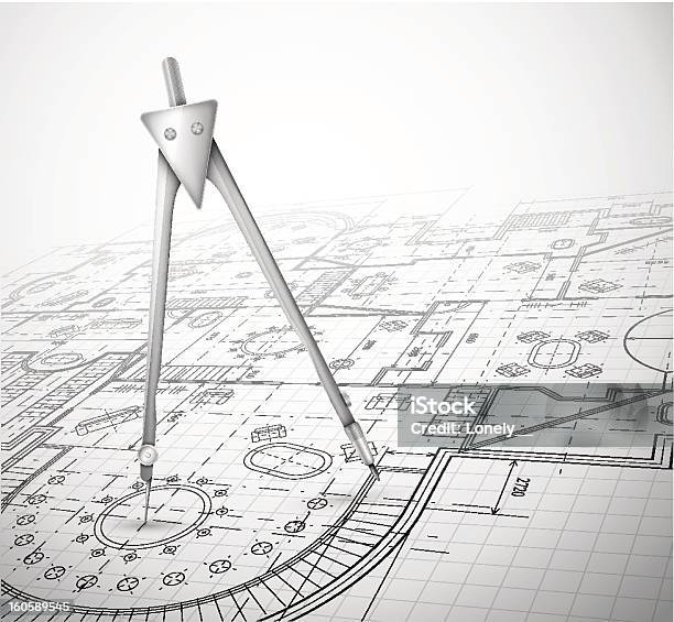 Architectural Plan With Compass Stock Illustration - Download Image Now - Architect, Architecture, Backgrounds