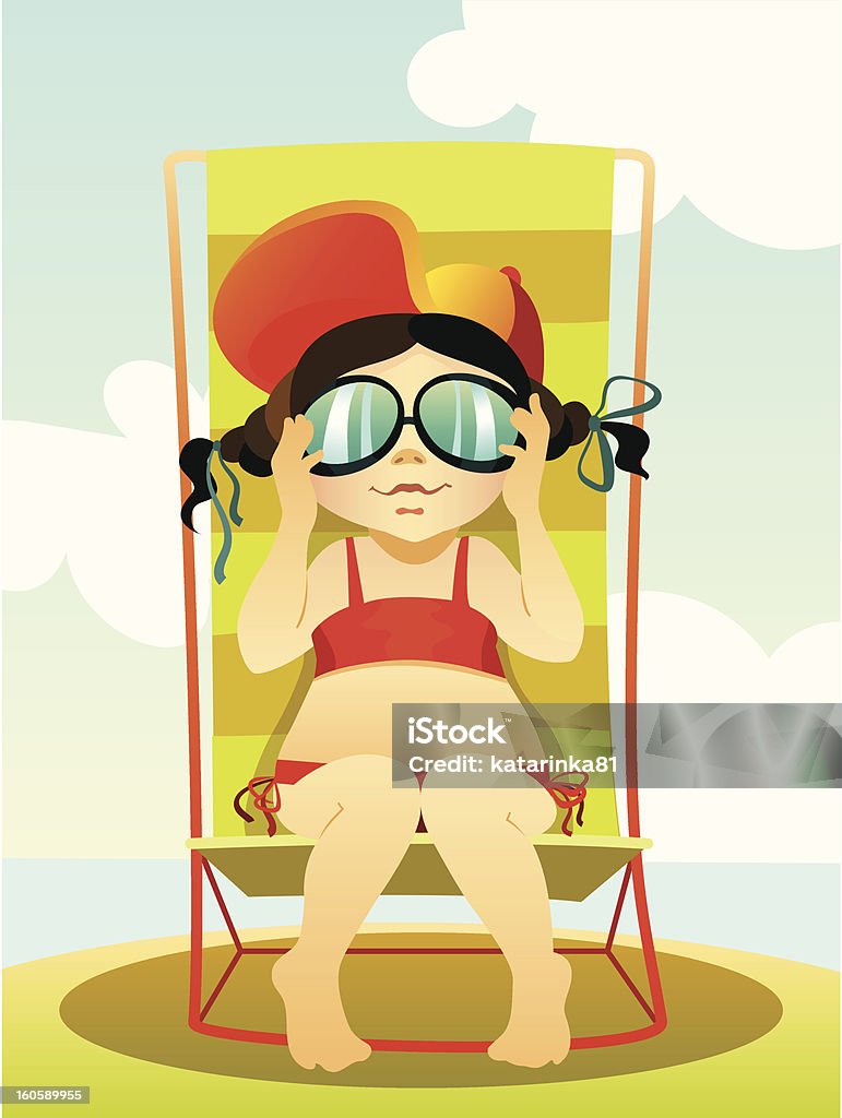 Young girl in Sonnenbrillen am Strand - Lizenzfrei Spaß Vektorgrafik