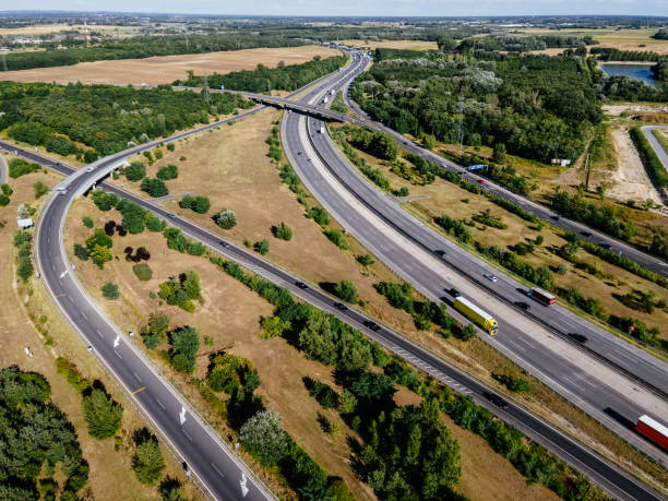 istock Roads intersections, speedways and highways, aerial view 1605911636