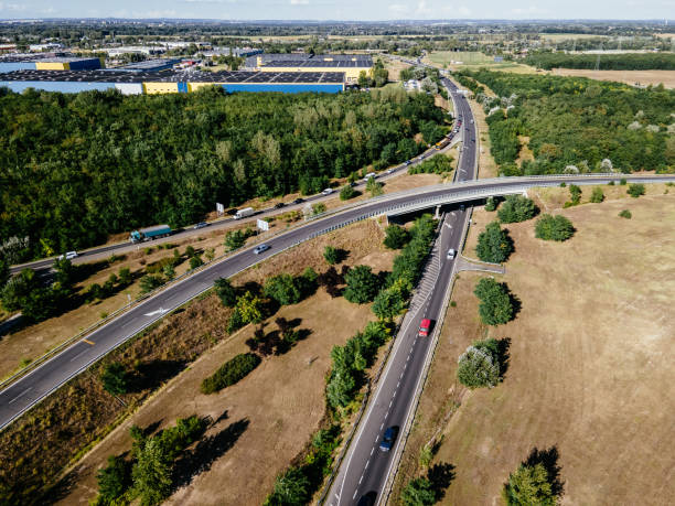 istock Roads intersections, speedways and highways, aerial view 1605911640