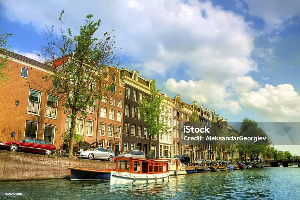 Panorama de la ciudad de Ámsterdam agua Canal - Foto de stock de Agua libre de derechos