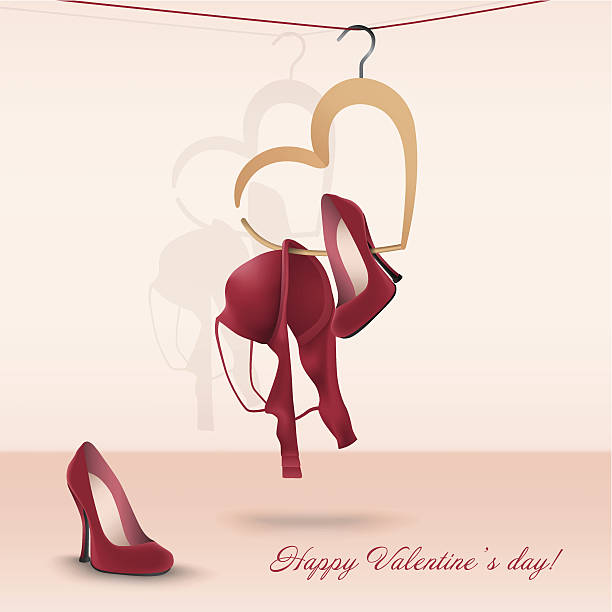 バレンタインの日カード、ブラと靴 ベクターアートイラスト