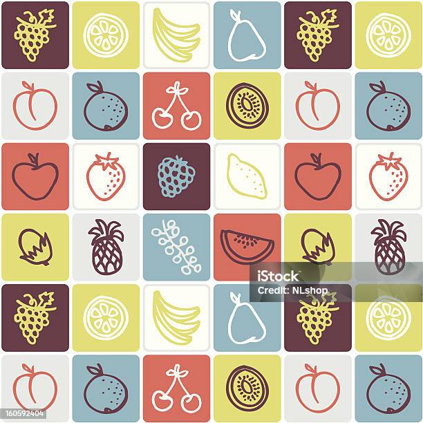 Frutta Motivo A Quadri - Immagini vettoriali stock e altre immagini di A quadri - A quadri, Alimentazione sana, Cibi e bevande
