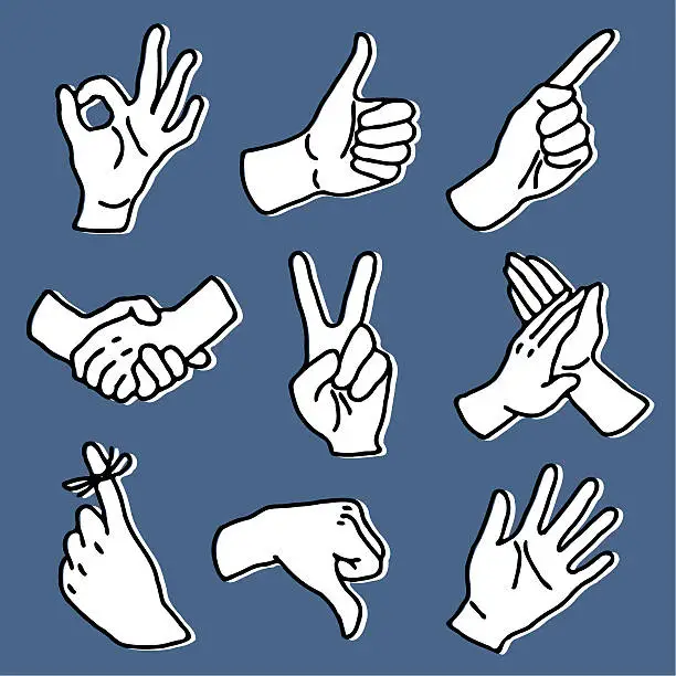 Vector illustration of hand signs set