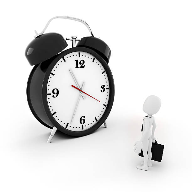 istock 3d man businessman and an alarm clock 160592903