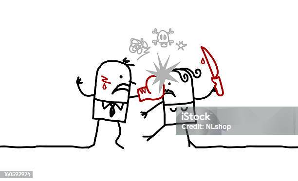 Violent Couple Stock Illustration - Download Image Now - Punching, Sketch, Women