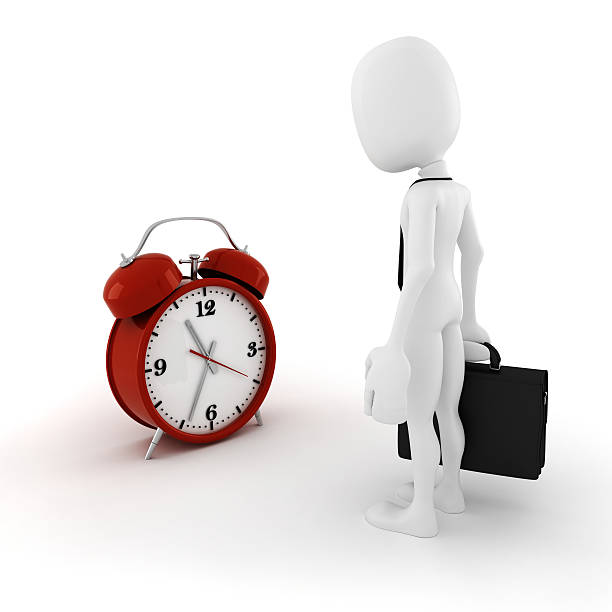istock 3d man businessman and an alarm clock 160593042