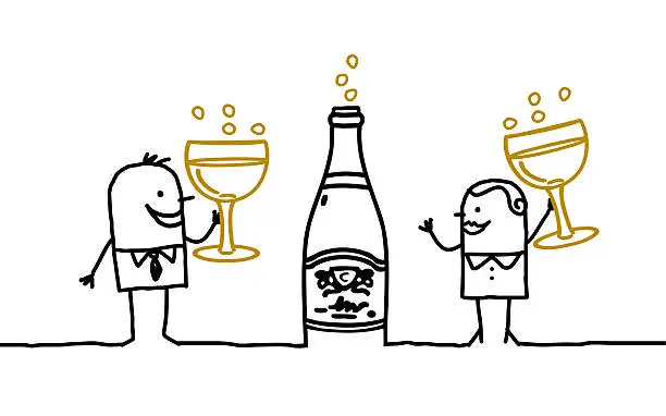 Vector illustration of couple & Champagne