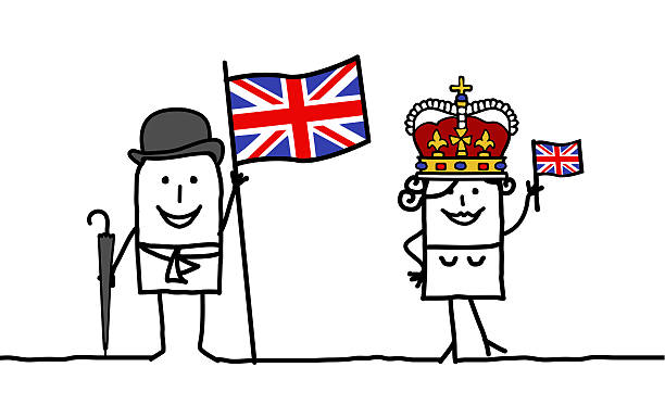 illustrazioni stock, clip art, cartoni animati e icone di tendenza di inghilterra & inglese persone - queen elizabeth
