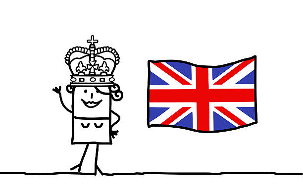 illustrazioni stock, clip art, cartoni animati e icone di tendenza di bandiera dell'inghilterra & con letto queen - queen elizabeth