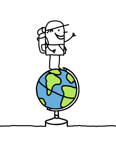 vector hand drawn characters line  - globetrotter - 