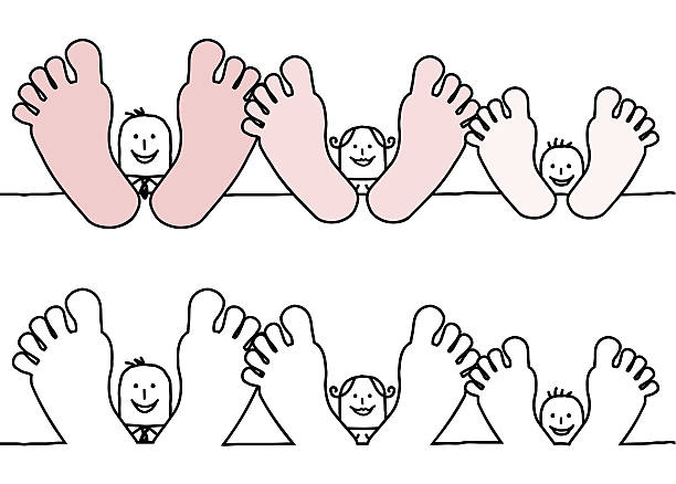 편안한 가족 - sole of foot human foot women humor stock illustrations