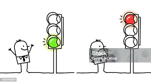 Man With Green Amp Red Lights Stock Illustration - Download Image Now - Green Light - Stoplight, Red Light - Stoplight, Drawing - Activity