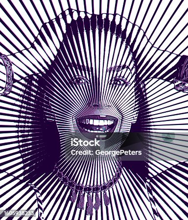 istock Cheerful Woman with Glitch Technique 1605938233
