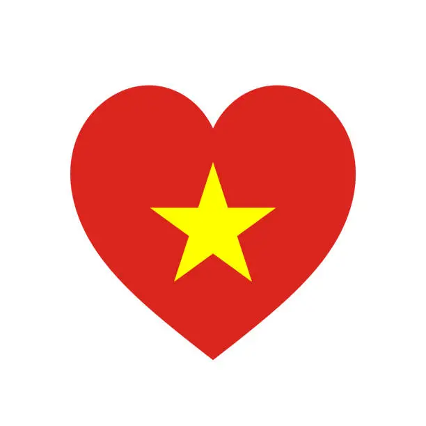 Vector illustration of Vietnam heart flag. Vector