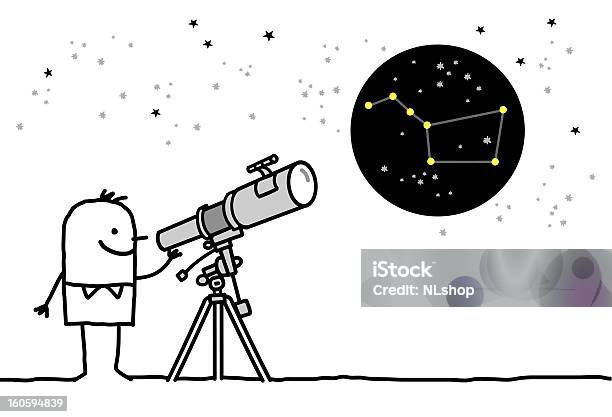 Homme Regardant Constellation Avec Un Télescope Vecteurs libres de droits et plus d'images vectorielles de Adulte - Adulte, Astronomie, Cartoon