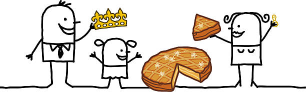 ilustrações de stock, clip art, desenhos animados e ícones de família & bolo de dia de reis - bolo rei