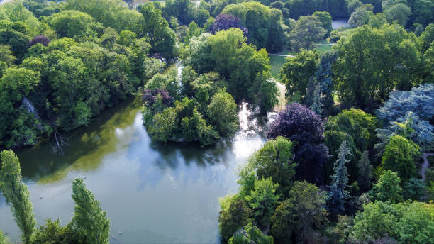 istock Drone point of view on Edmon Rotschild park in Paris 1605954922