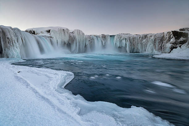 istock Godafoss waterfall frozen in winter, Iceland 160595999