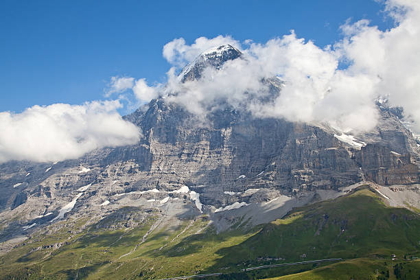 North face of Eiger Famous North face of Eiger in the Jungfrau region eiger northface stock pictures, royalty-free photos & images