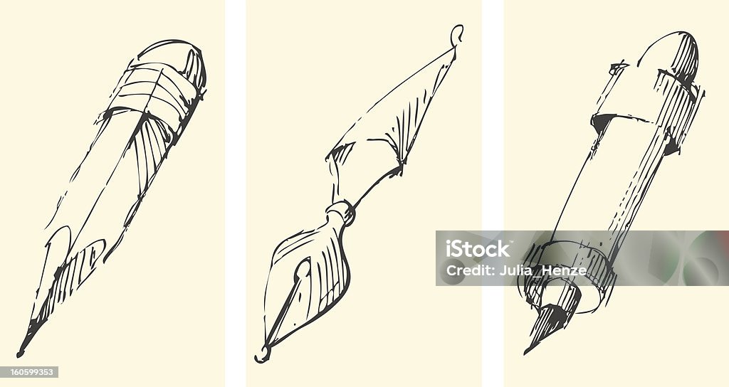 Writing Instruments Drawings Hand Drawn Writing Instruments Stock Illustration - Download Image Now ...