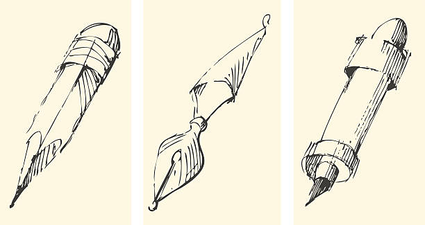 Hand drawn writing instruments Hand drawn writing instruments. EPS 10. No transparency. how to draw a school building clip art stock illustrations