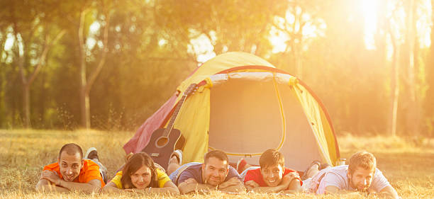 istock Friends on summer Camping vacation 160599645