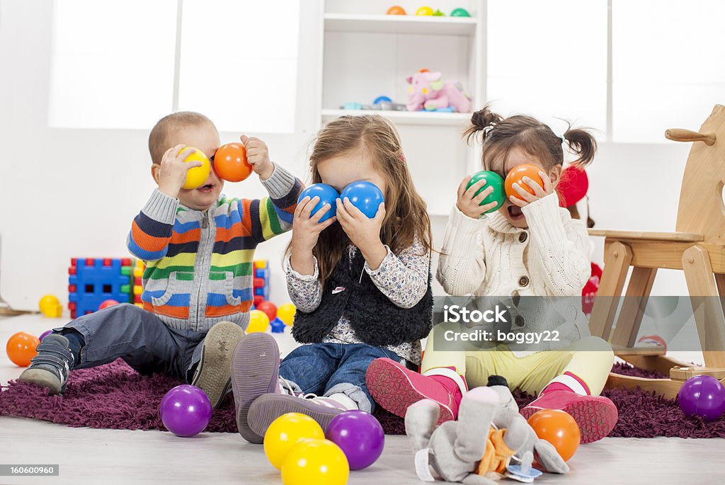 Kids playing in the room 2-3 Years Stock Photo