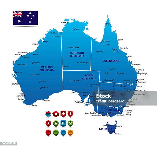 Australien Karte Stock Vektor Art und mehr Bilder von Australien - Australien, Flagge, Icon