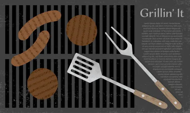 Vector illustration of Grilled meat