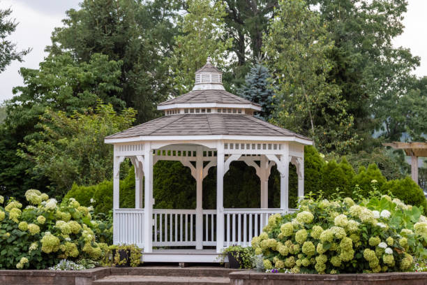 istock Landscape architecture featuring perennials and gazebo 1606050161