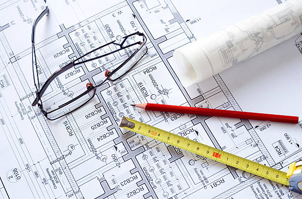 istock Blueprint pencil tape measure 160609004