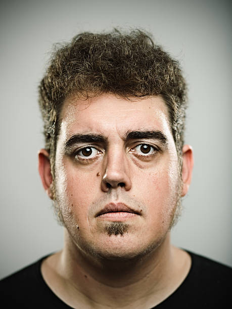 homem irritado - portrait human face men overweight imagens e fotografias de stock