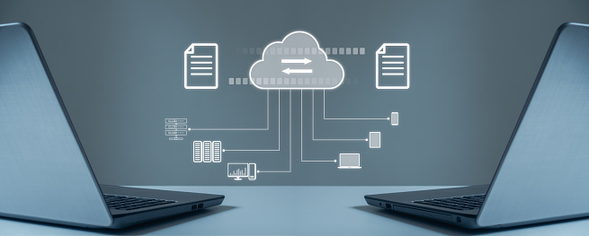 Data Transfer Concept Internet Server Connection Two Computers ...