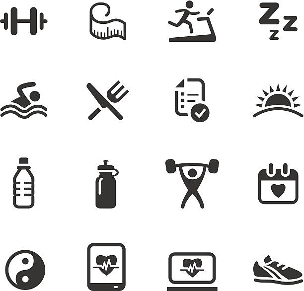 schwarze und weiße symbole für gesundheit und fitness - vestigial wing stock-grafiken, -clipart, -cartoons und -symbole