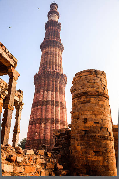 istock qutub minar, a red sandstone monument 160613330