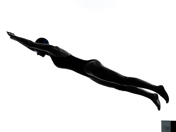 istock woman competition swimmer on starting silhouette 160613361