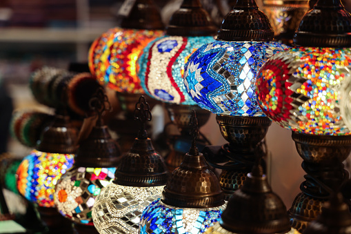 Turkish lanterns at Grand Bazaar in Istanbul city